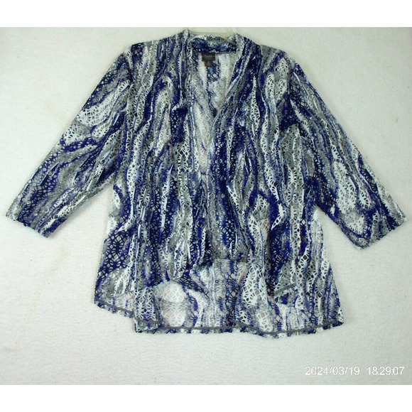 Chico's Jackets & Blazers - Chicos Weekends Size‎ 3 -Large 3/4 Sleeve Full Zip Jacket Women Purple Polyester
